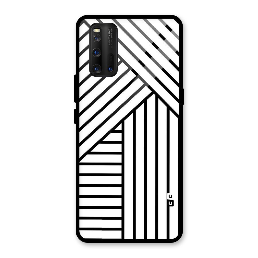 Lines Pattern Stripes Glass Back Case for Vivo iQOO 3