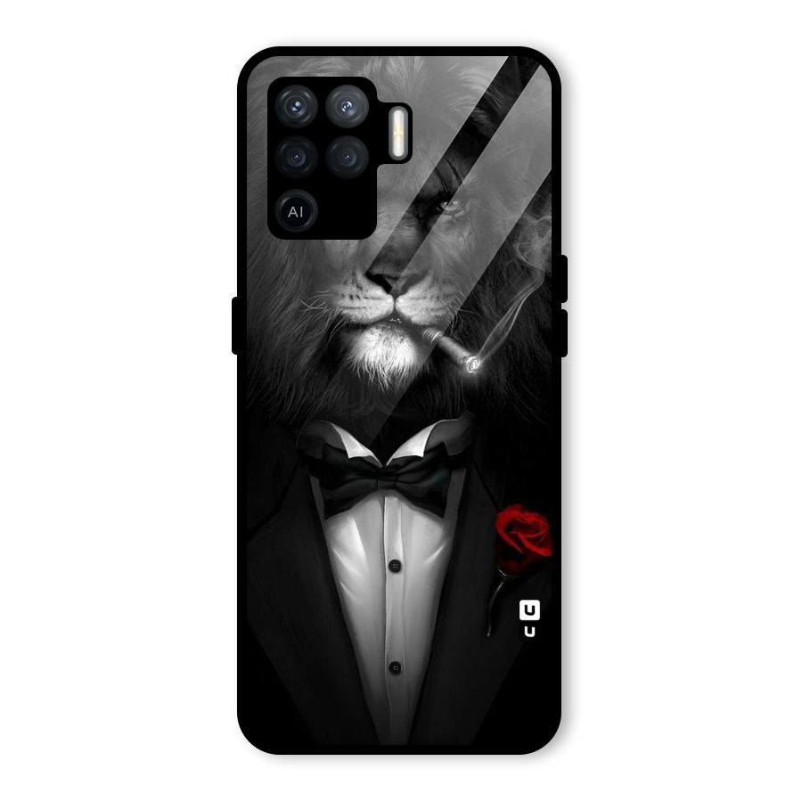 Lion Class Glass Back Case for Oppo F19 Pro