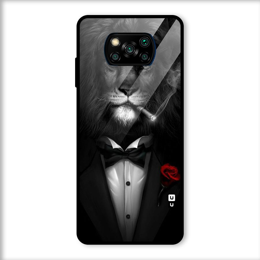 Lion Class Glass Back Case for Poco X3