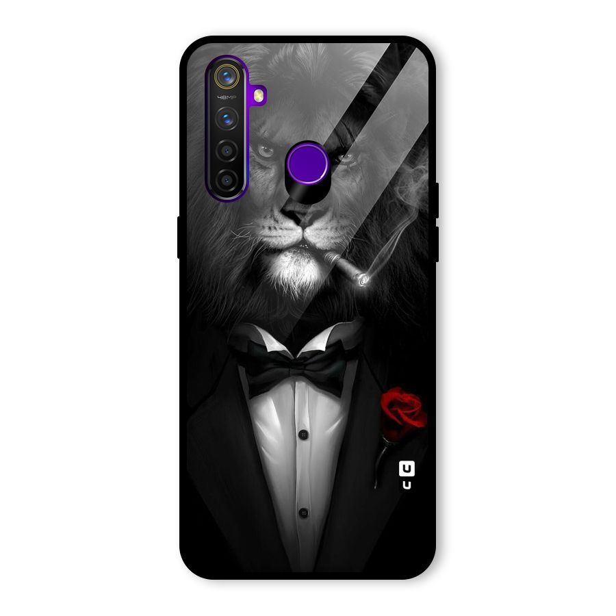 Lion Class Glass Back Case for Realme 5 Pro