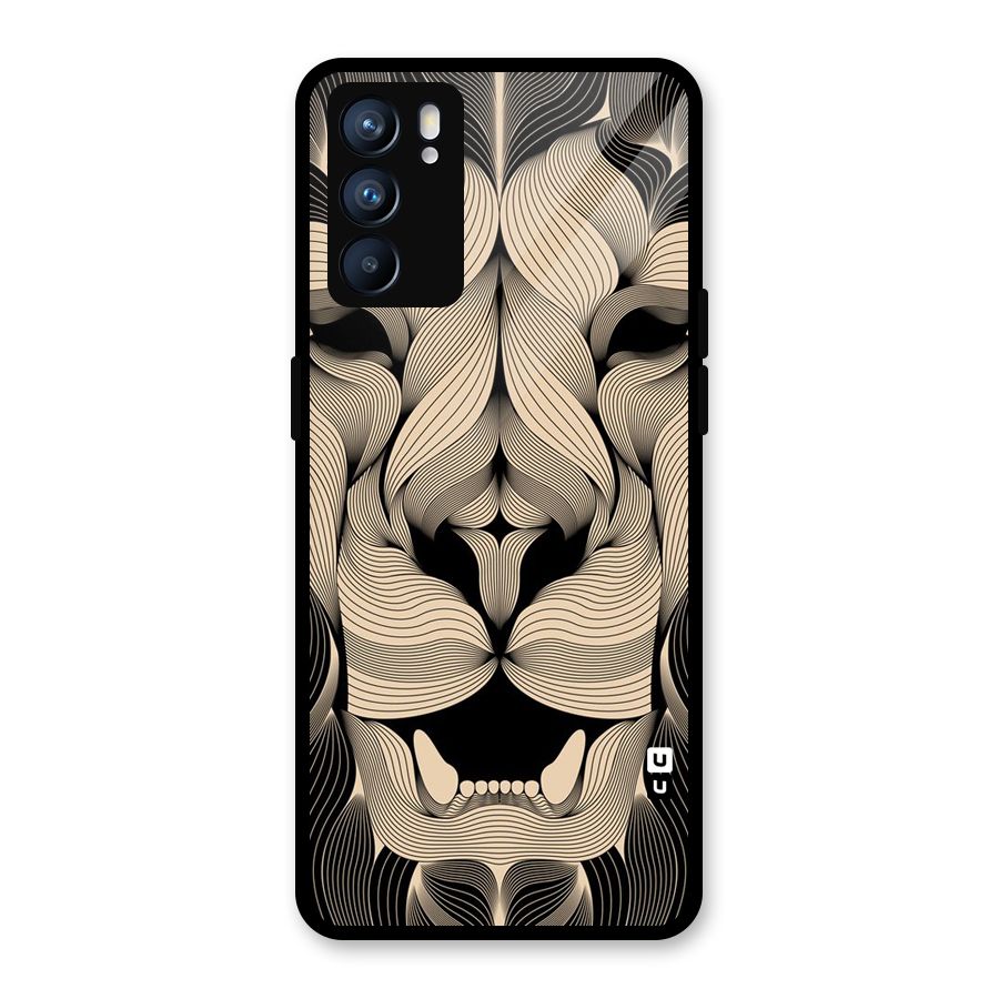 Lion Shape Design Glass Back Case for Oppo Reno6 5G