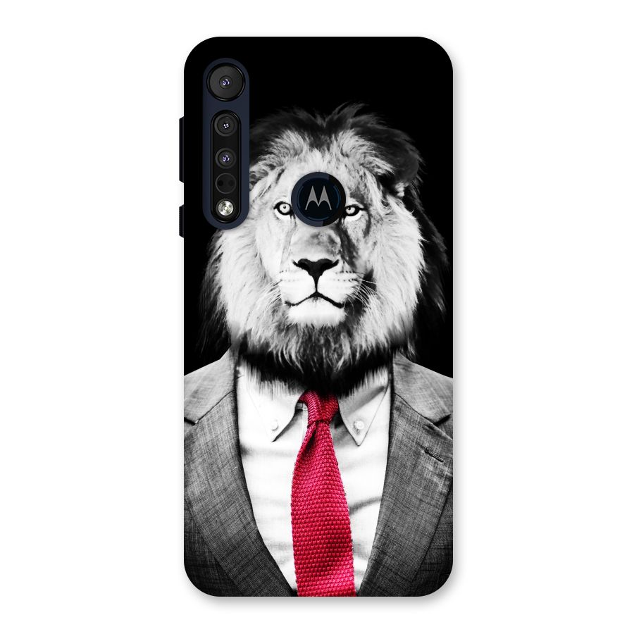 Lion with Red Tie Back Case for Motorola One Macro