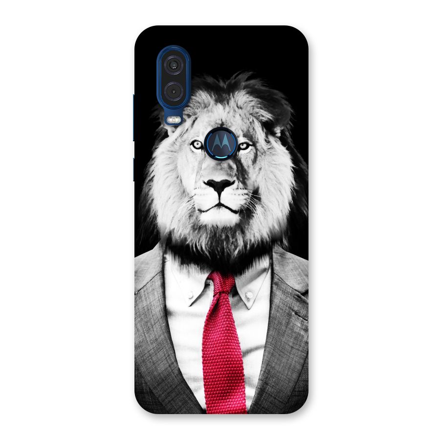 Lion with Red Tie Back Case for Motorola One Vision