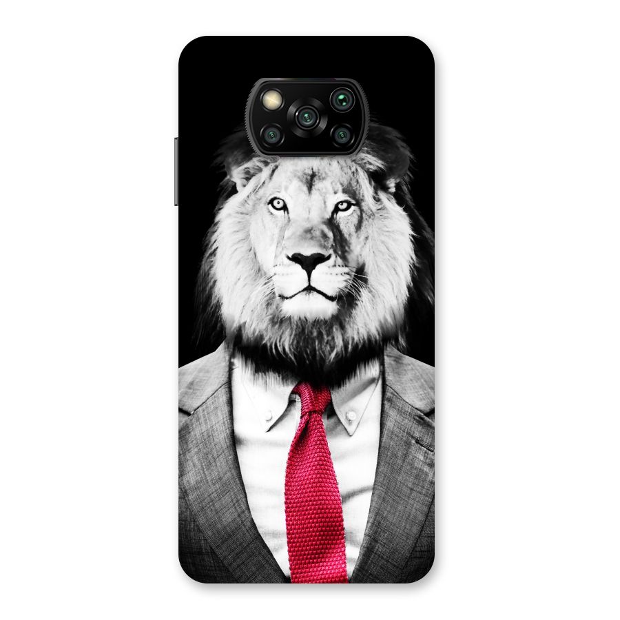 Lion with Red Tie Back Case for Poco X3