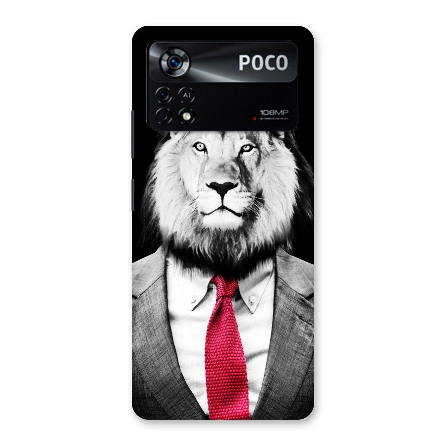 Lion with Red Tie Back Case for Poco X4 Pro 5G