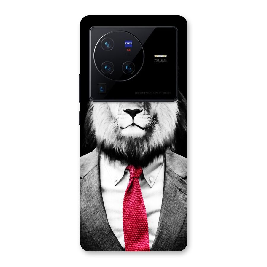 Lion with Red Tie Back Case for Vivo X80 Pro
