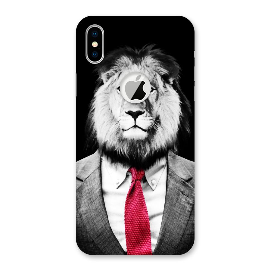 Lion with Red Tie Back Case for iPhone XS Logo Cut