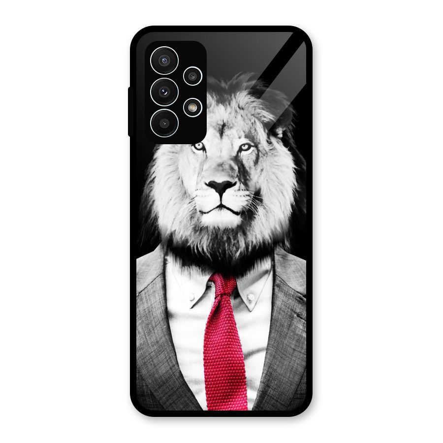 Lion with Red Tie Glass Back Case for Galaxy A23