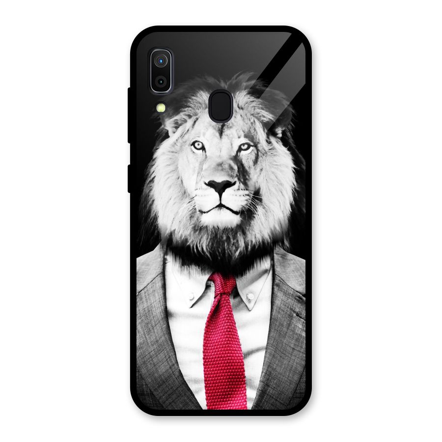 Lion with Red Tie Glass Back Case for Galaxy A30