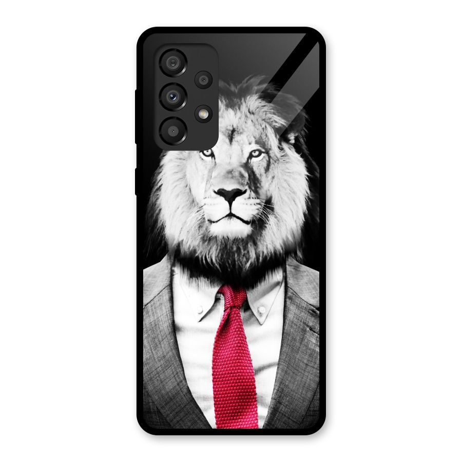 Lion with Red Tie Glass Back Case for Galaxy A33 5G