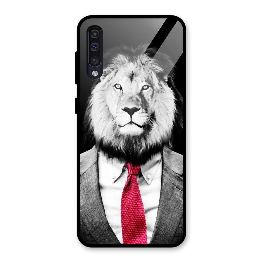 Lion with Red Tie Glass Back Case for Galaxy A50s