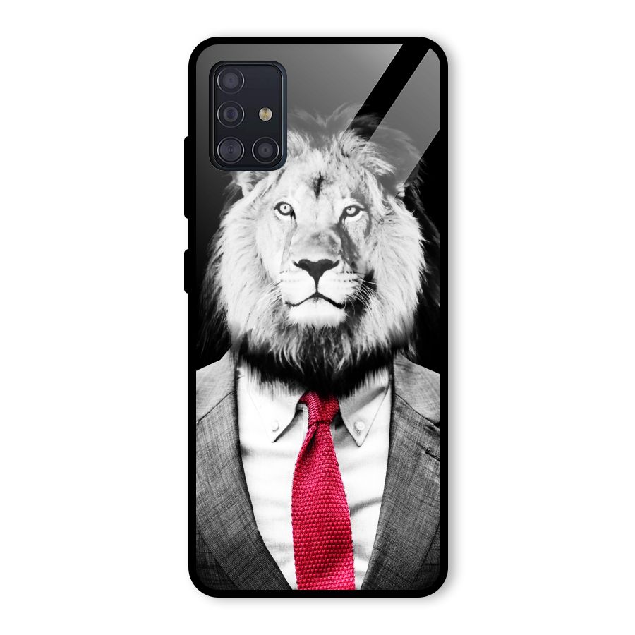 Lion with Red Tie Glass Back Case for Galaxy A51