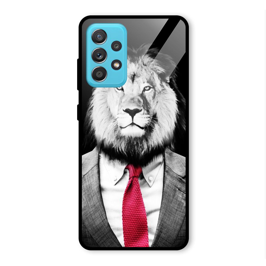 Lion with Red Tie Glass Back Case for Galaxy A52