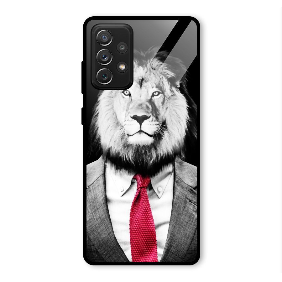Lion with Red Tie Glass Back Case for Galaxy A72