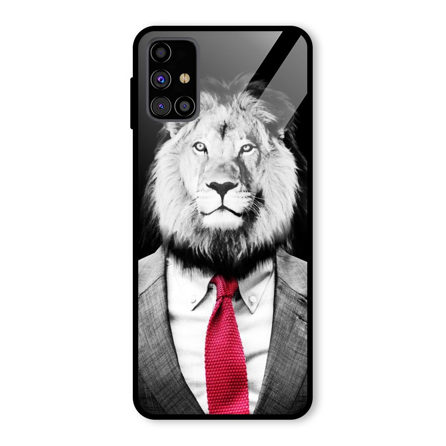Lion with Red Tie Glass Back Case for Galaxy M31s