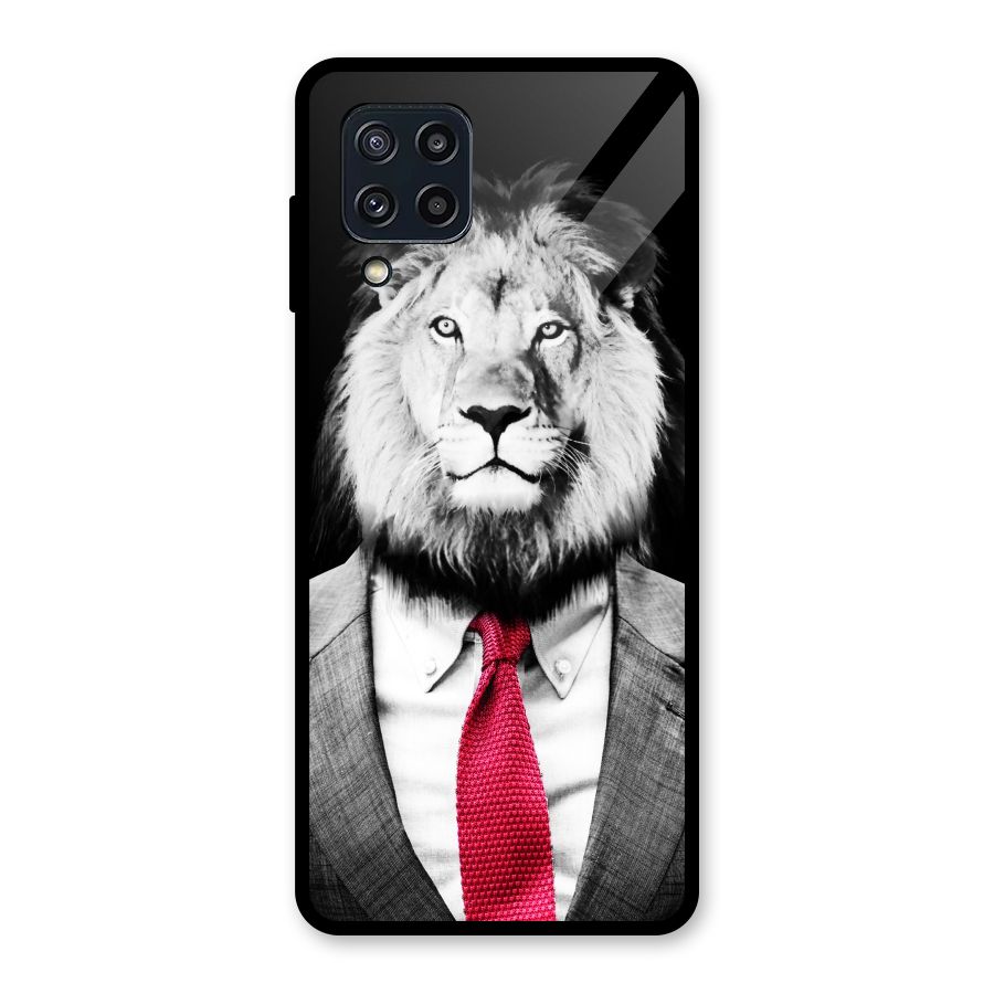 Lion with Red Tie Glass Back Case for Galaxy M32