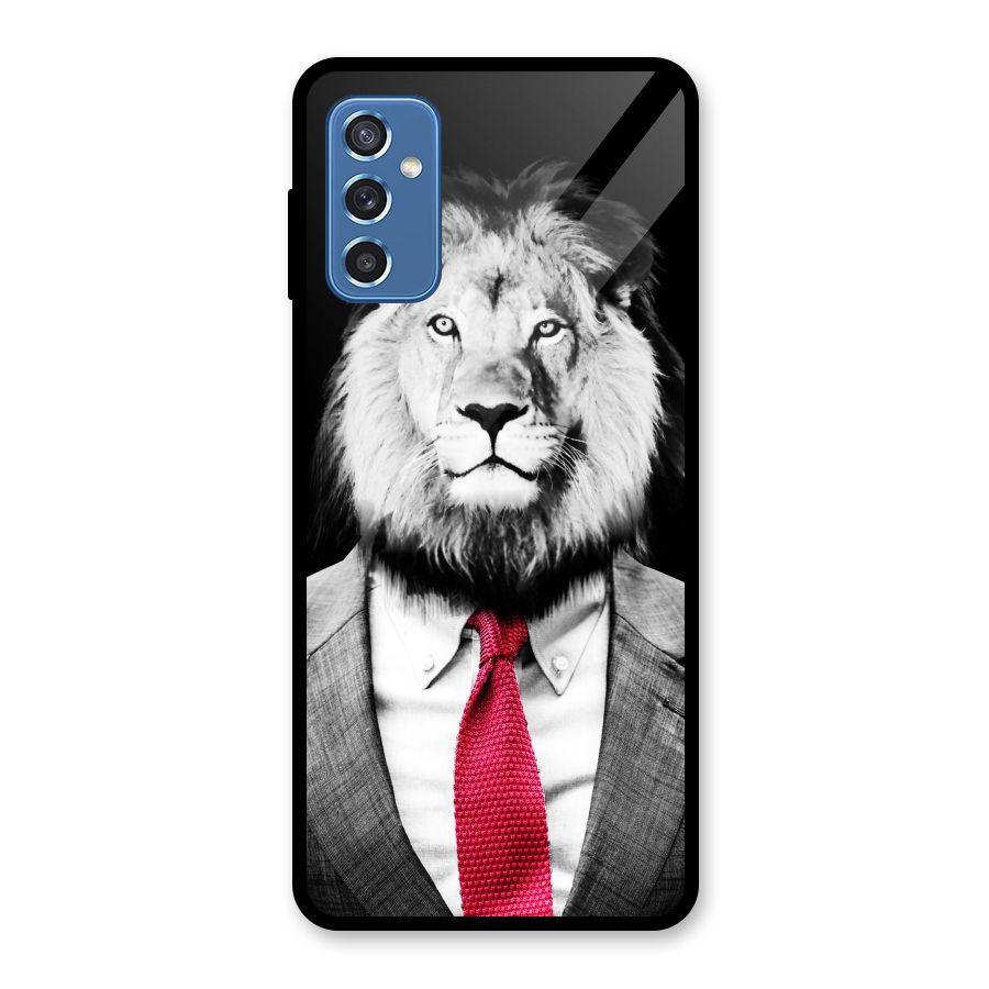 Lion with Red Tie Glass Back Case for Galaxy M52 5G