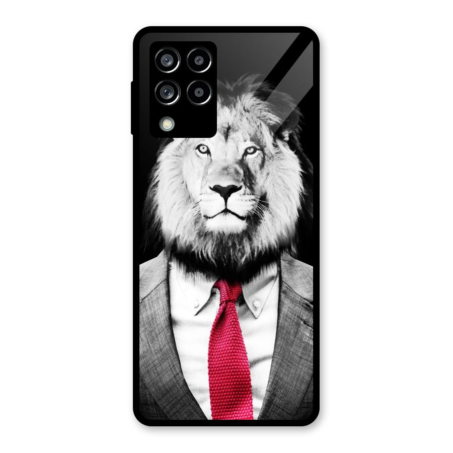 Lion with Red Tie Glass Back Case for Galaxy M53 5G