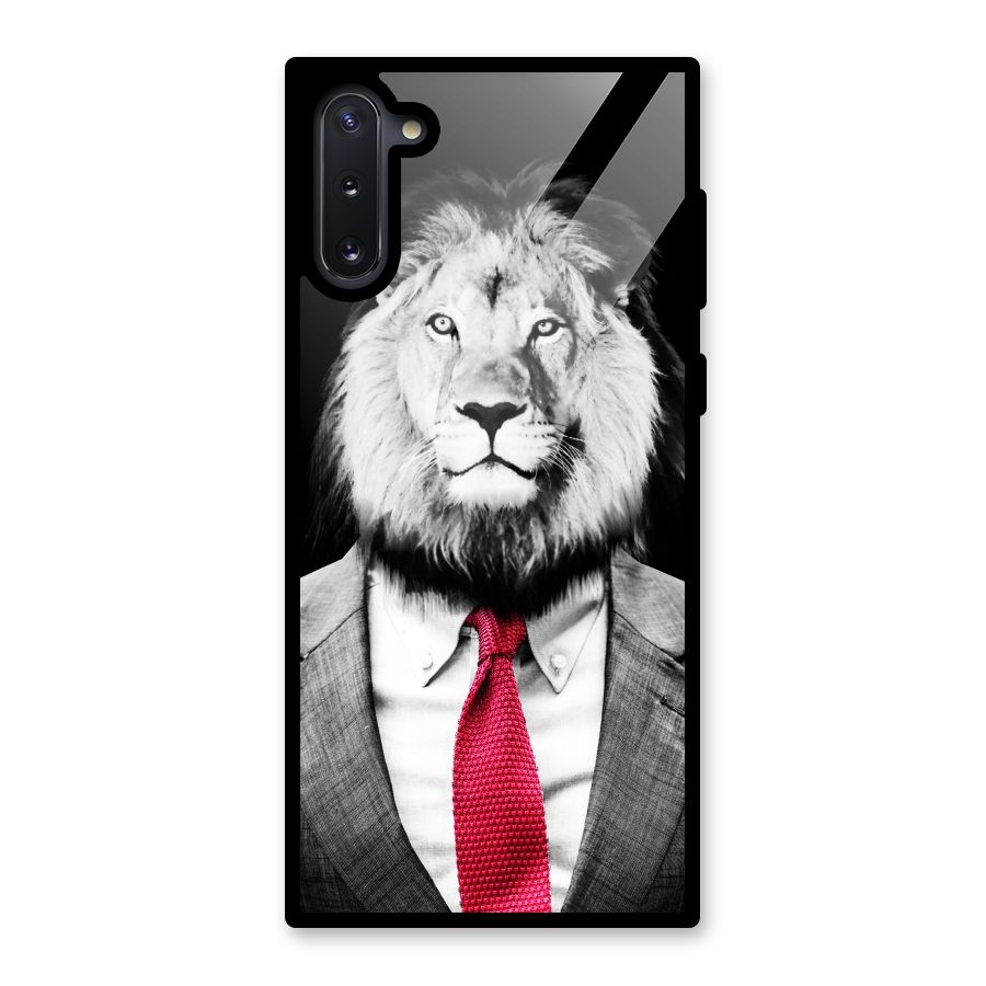 Lion with Red Tie Glass Back Case for Galaxy Note 10