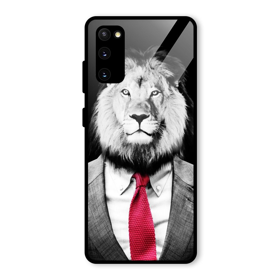 Lion with Red Tie Glass Back Case for Galaxy S20 FE 5G