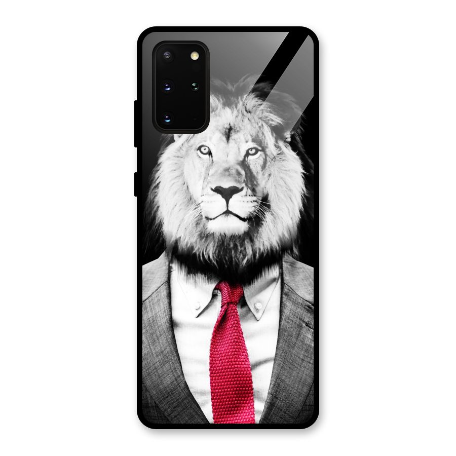 Lion with Red Tie Glass Back Case for Galaxy S20 Plus