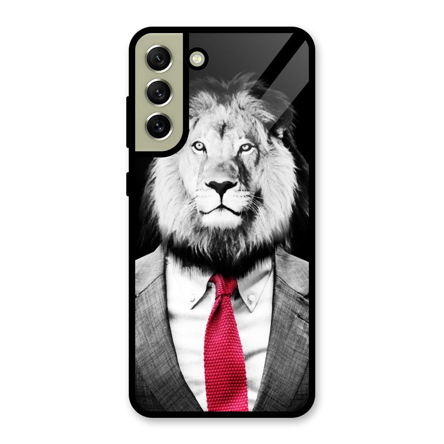 Lion with Red Tie Glass Back Case for Galaxy S21 FE 5G