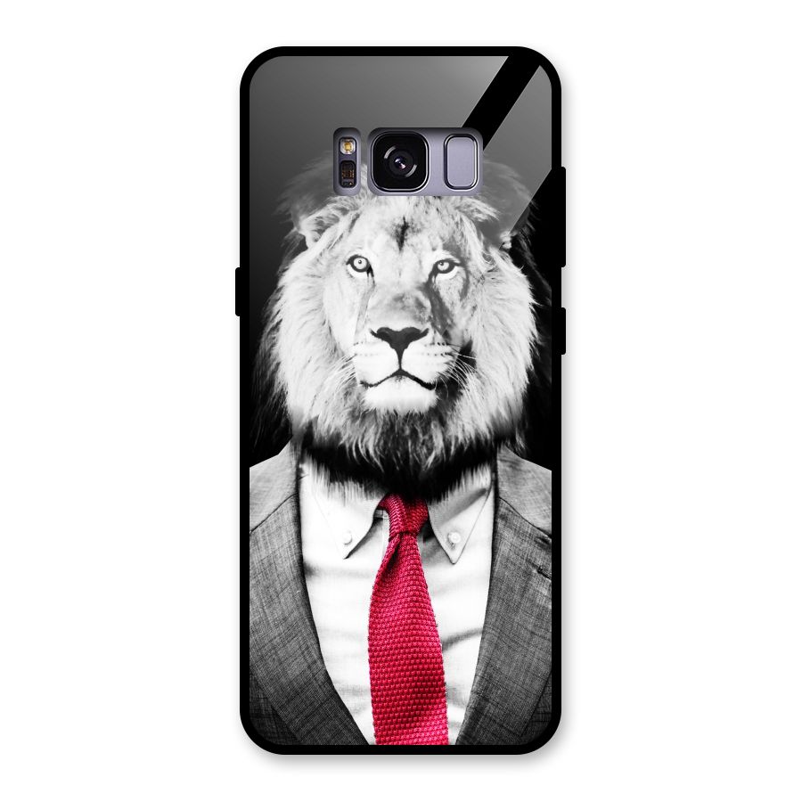 Lion with Red Tie Glass Back Case for Galaxy S8