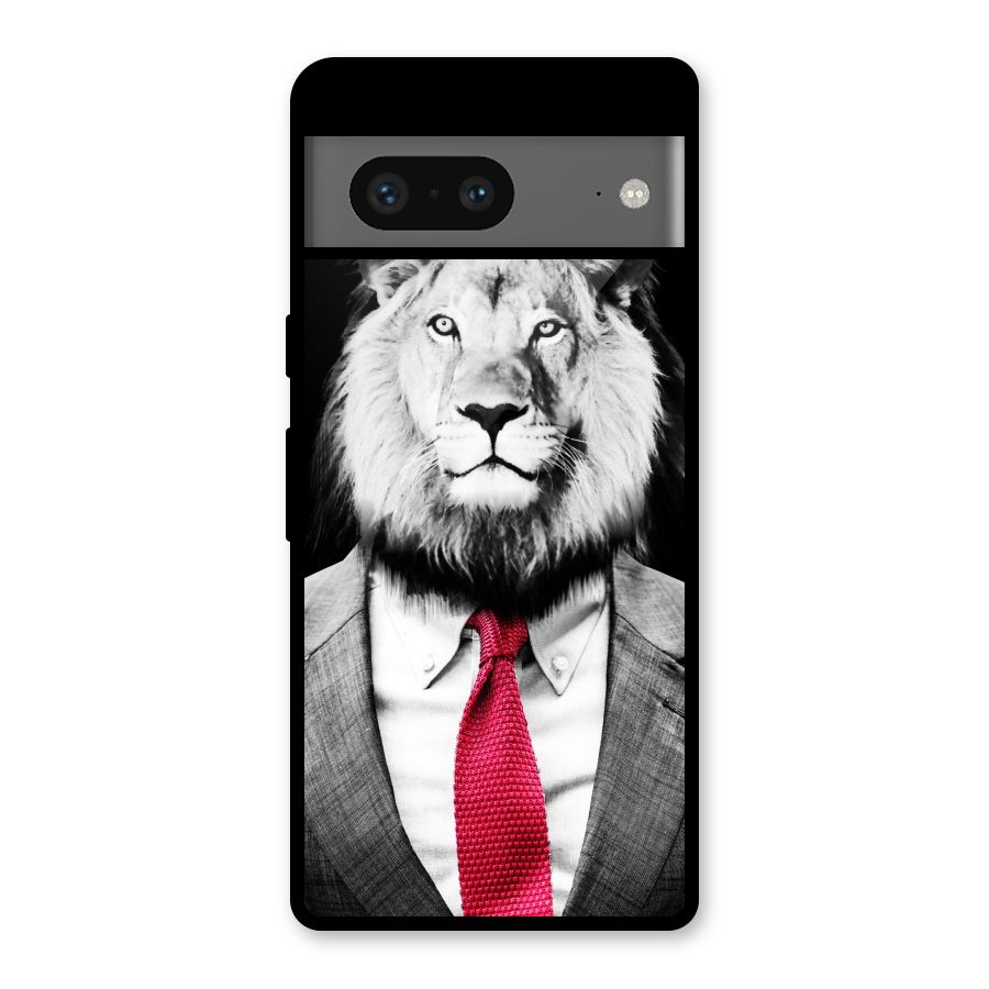 Lion with Red Tie Glass Back Case for Google Pixel 7