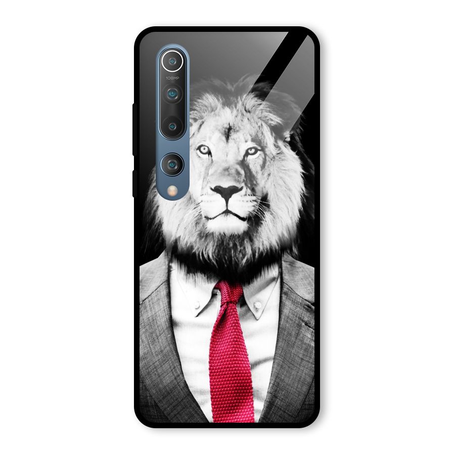 Lion with Red Tie Glass Back Case for Mi 10