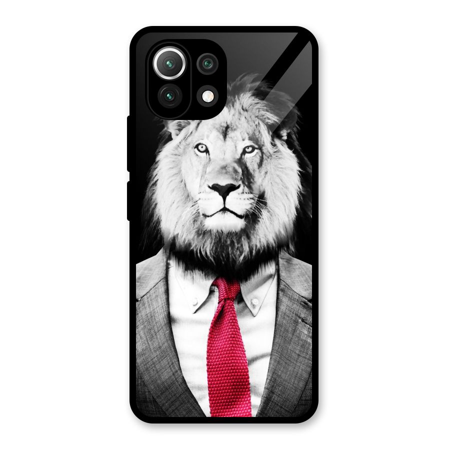 Lion with Red Tie Glass Back Case for Mi 11 Lite NE 5G