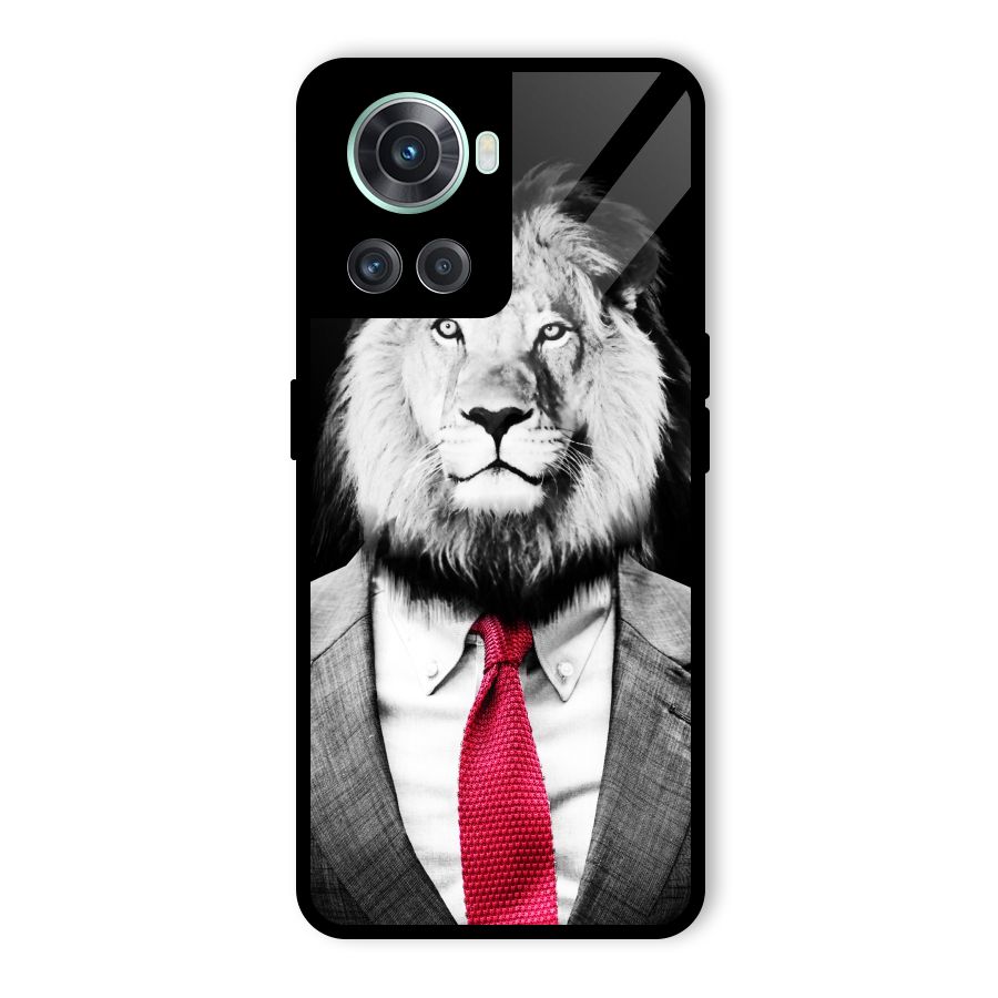 Lion with Red Tie Glass Back Case for OnePlus 10R