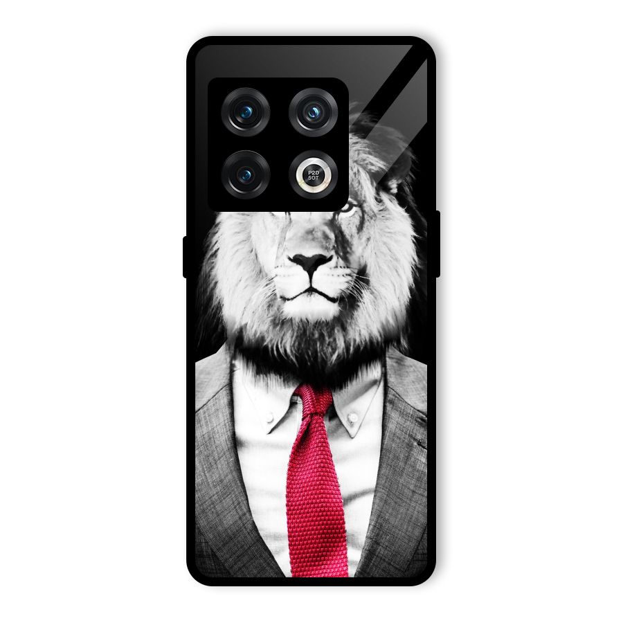 Lion with Red Tie Glass Back Case for OnePlus 10 Pro 5G