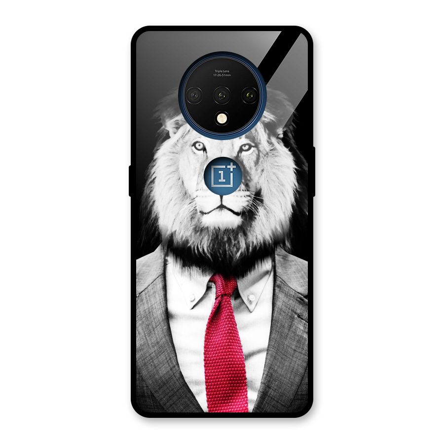 Lion with Red Tie Glass Back Case for OnePlus 7T