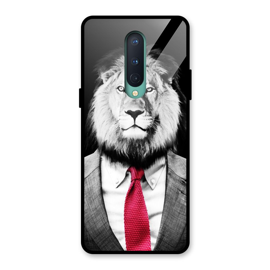 Lion with Red Tie Glass Back Case for OnePlus 8