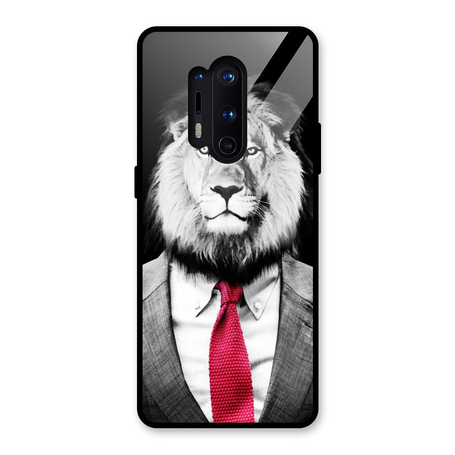 Lion with Red Tie Glass Back Case for OnePlus 8 Pro