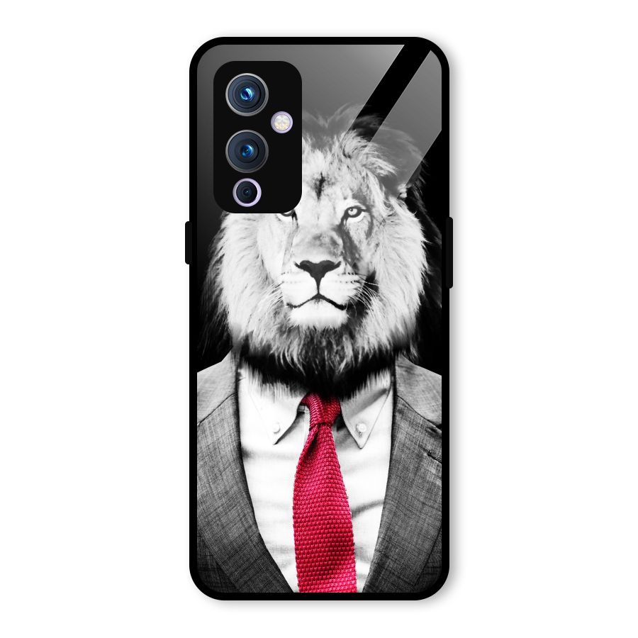 Lion with Red Tie Glass Back Case for OnePlus 9