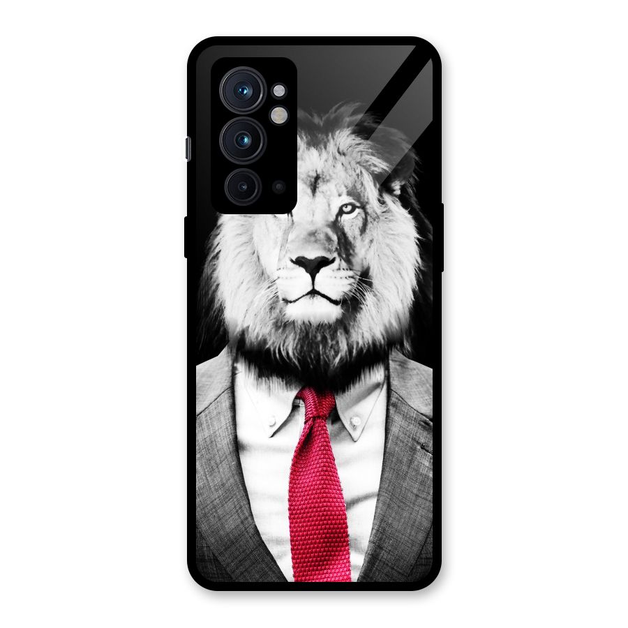 Lion with Red Tie Glass Back Case for OnePlus 9RT 5G