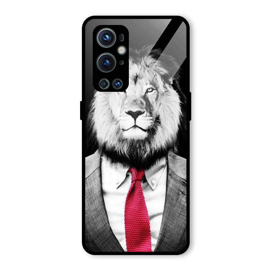 Lion with Red Tie Glass Back Case for OnePlus 9 Pro