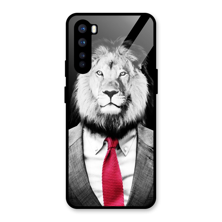 Lion with Red Tie Glass Back Case for OnePlus Nord
