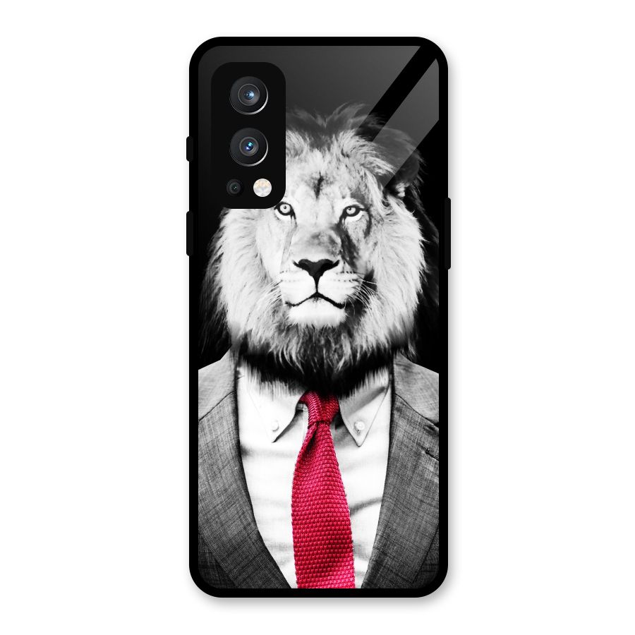 Lion with Red Tie Glass Back Case for OnePlus Nord 2 5G