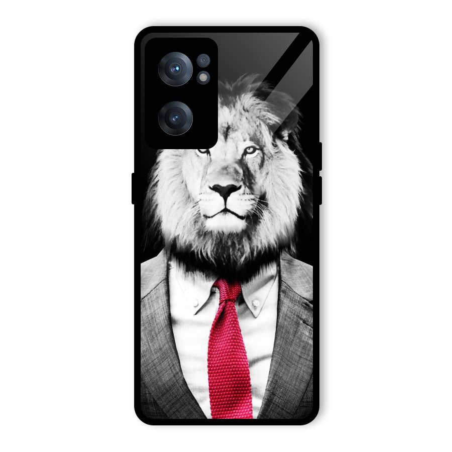 Lion with Red Tie Glass Back Case for OnePlus Nord CE 2 5G
