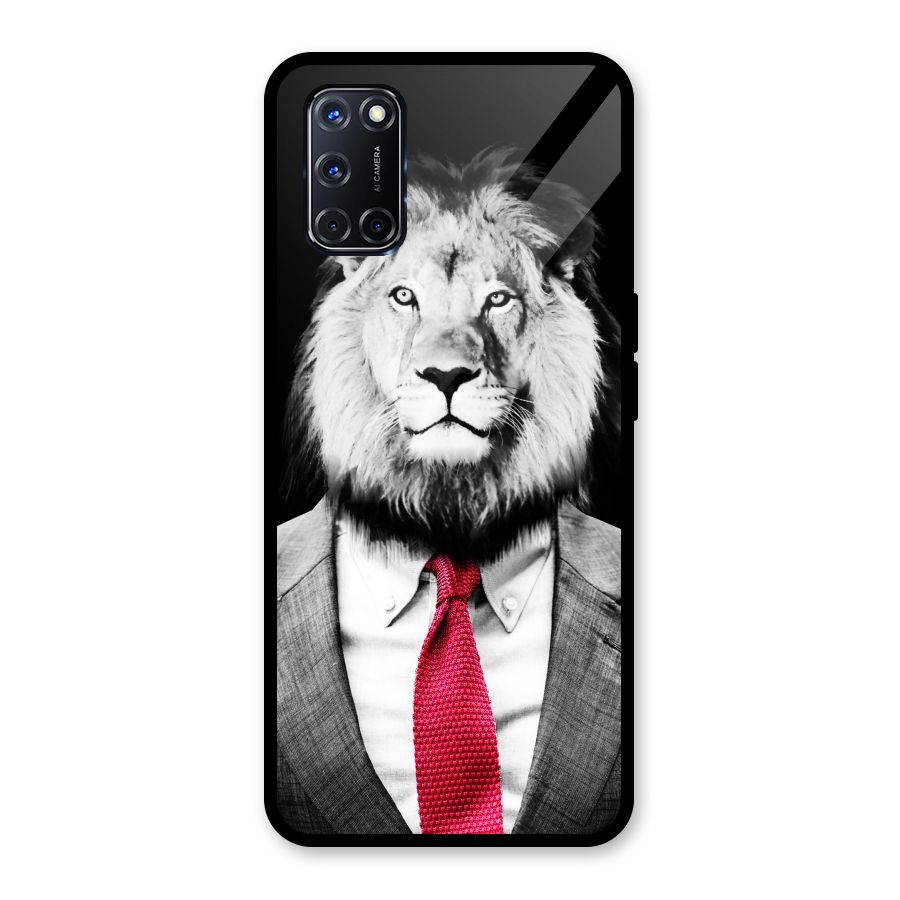 Lion with Red Tie Glass Back Case for Oppo A52