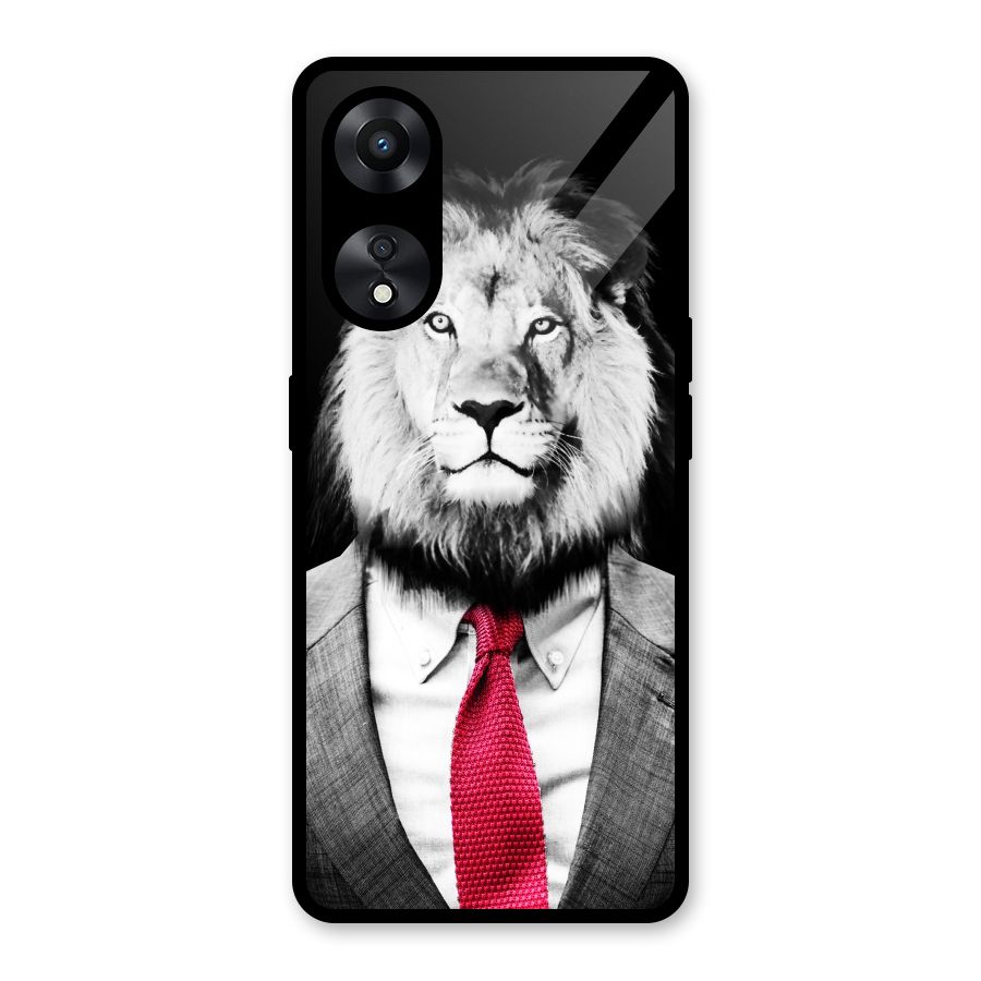 Lion with Red Tie Glass Back Case for Oppo A78