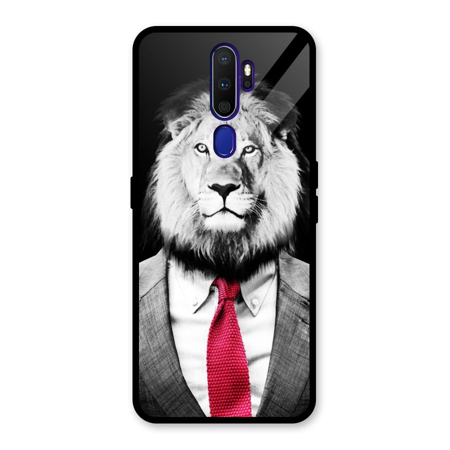 Lion with Red Tie Glass Back Case for Oppo A9 (2020)