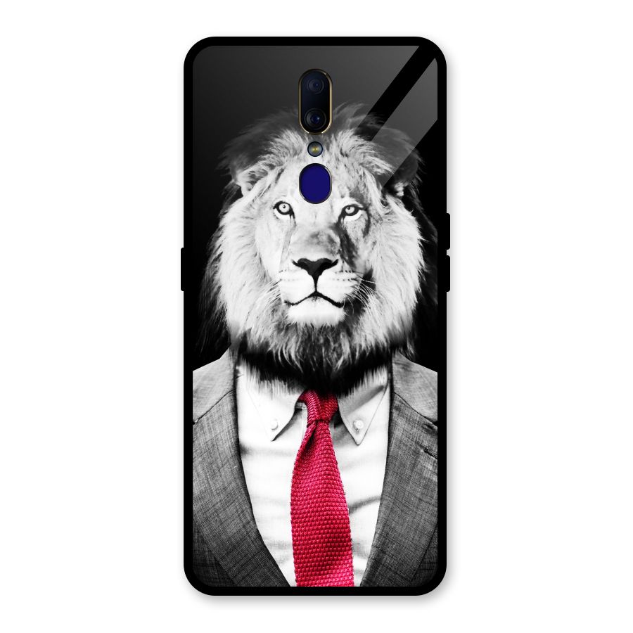 Lion with Red Tie Glass Back Case for Oppo F11