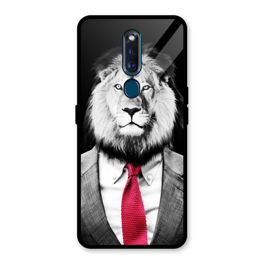 Lion with Red Tie Glass Back Case for Oppo F11 Pro