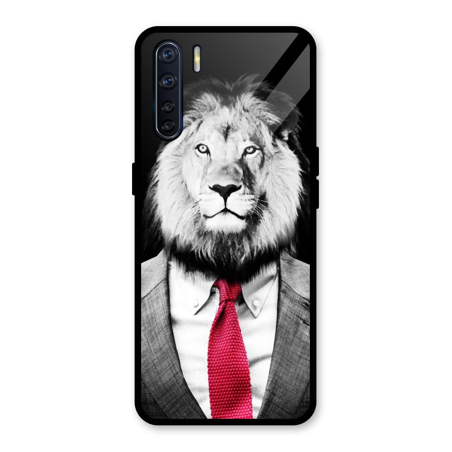 Lion with Red Tie Glass Back Case for Oppo F15