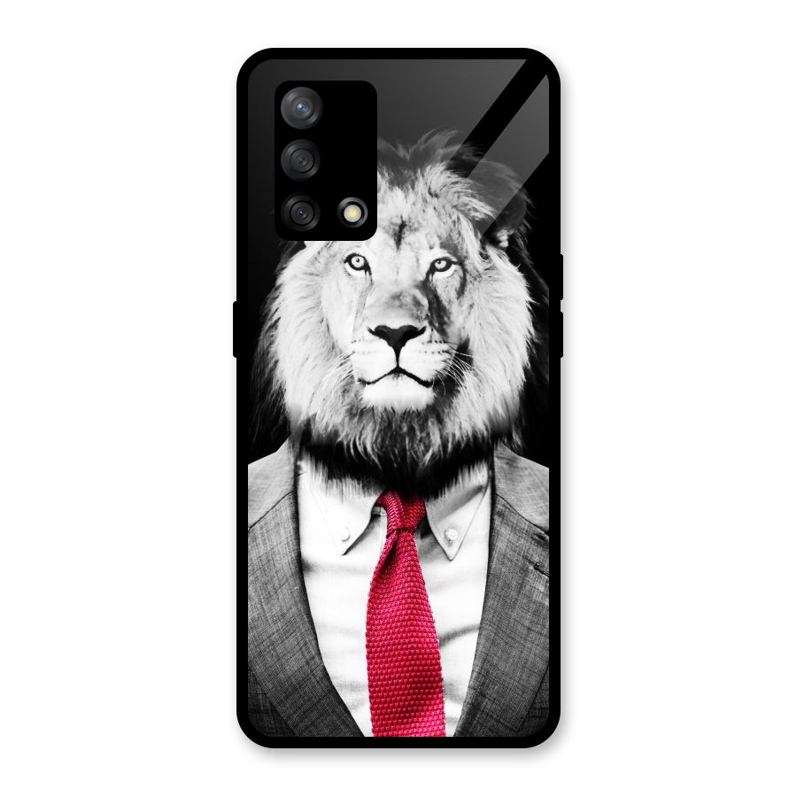 Lion with Red Tie Glass Back Case for Oppo F19