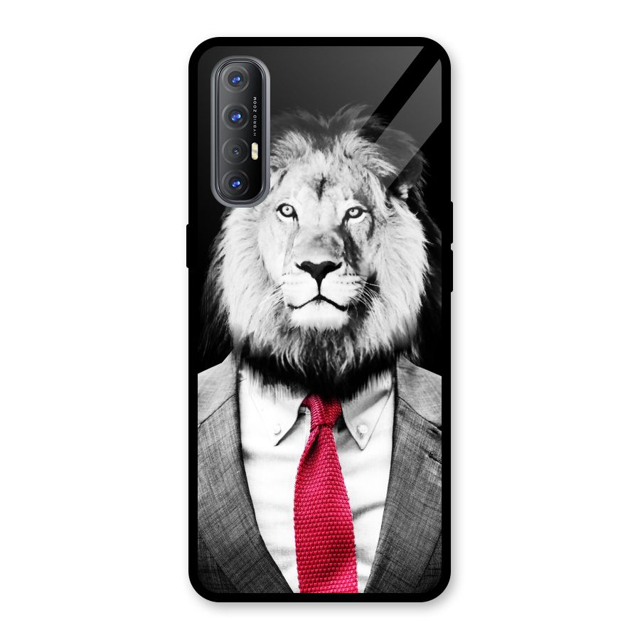 Lion with Red Tie Glass Back Case for Oppo Reno3 Pro
