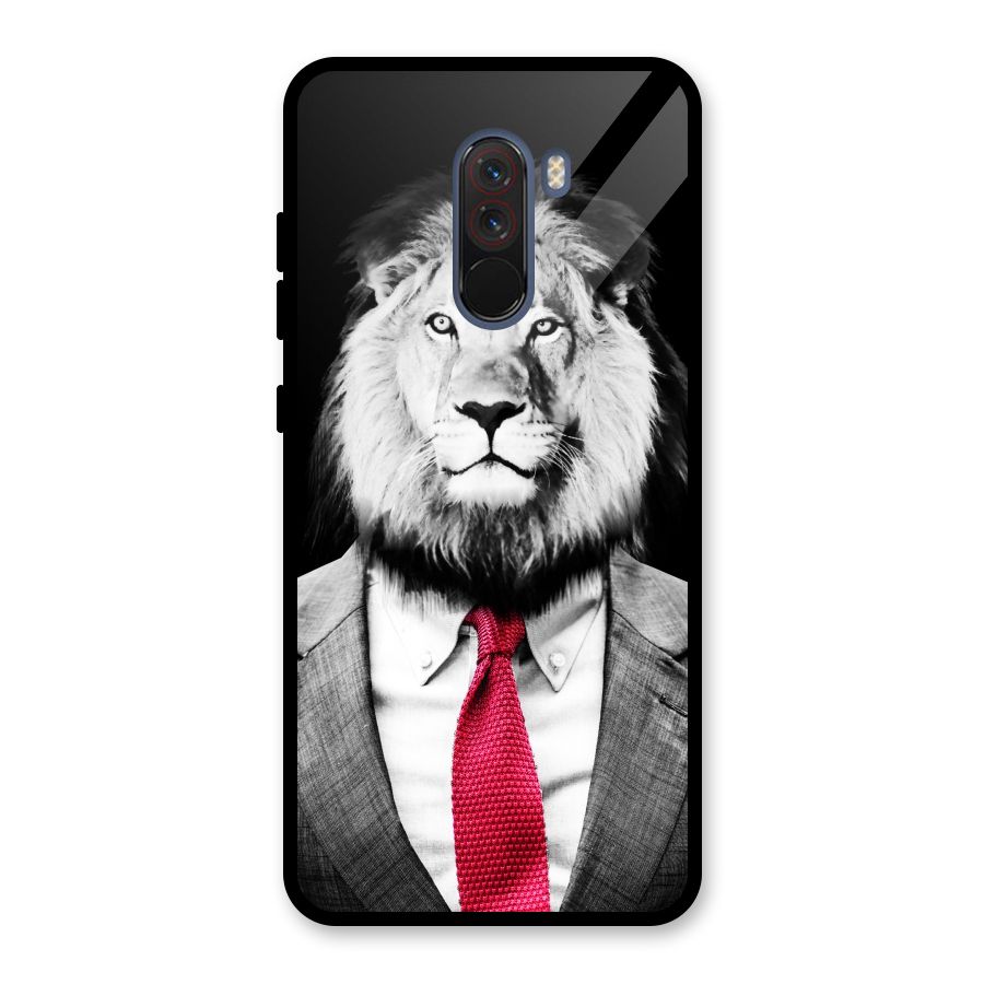 Lion with Red Tie Glass Back Case for Poco F1